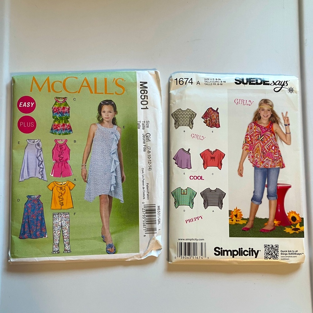 Sewing patterns bundle: McCall’s Girls M6501 sz 7-14 & Simplicity 1674 sz 8-16
